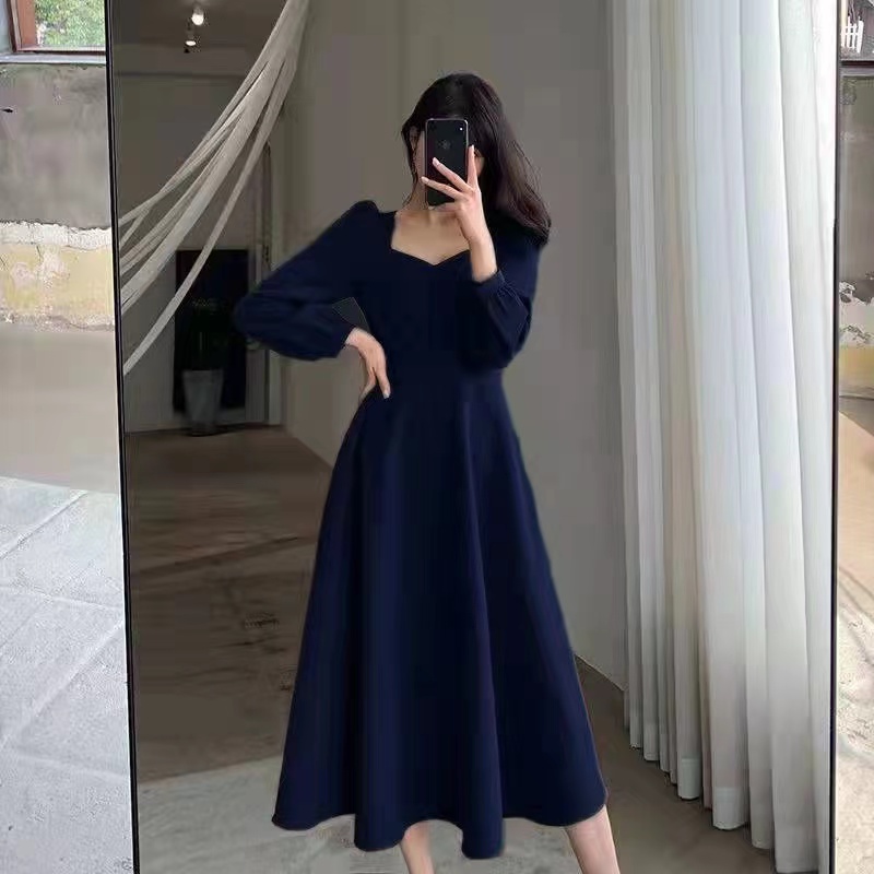 High Waist Slim Evening Party Dresses Long Puff Sleeve Solid Elegant Dress Women Fashion Wedding Guest New Year Women white xl