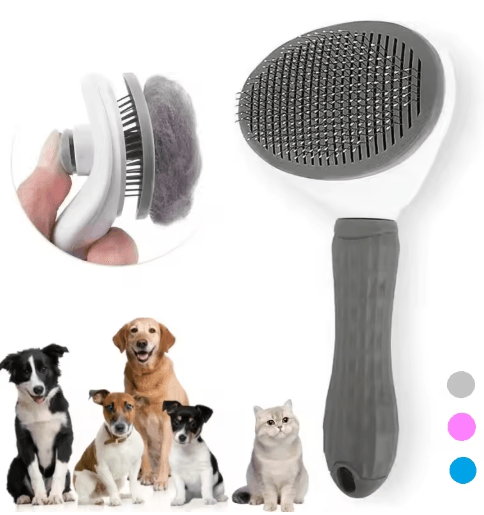 Self Cleaning Pet Hair Removal Comb Slicker Grooming Brush For Cats & Dogs pink With Packaging