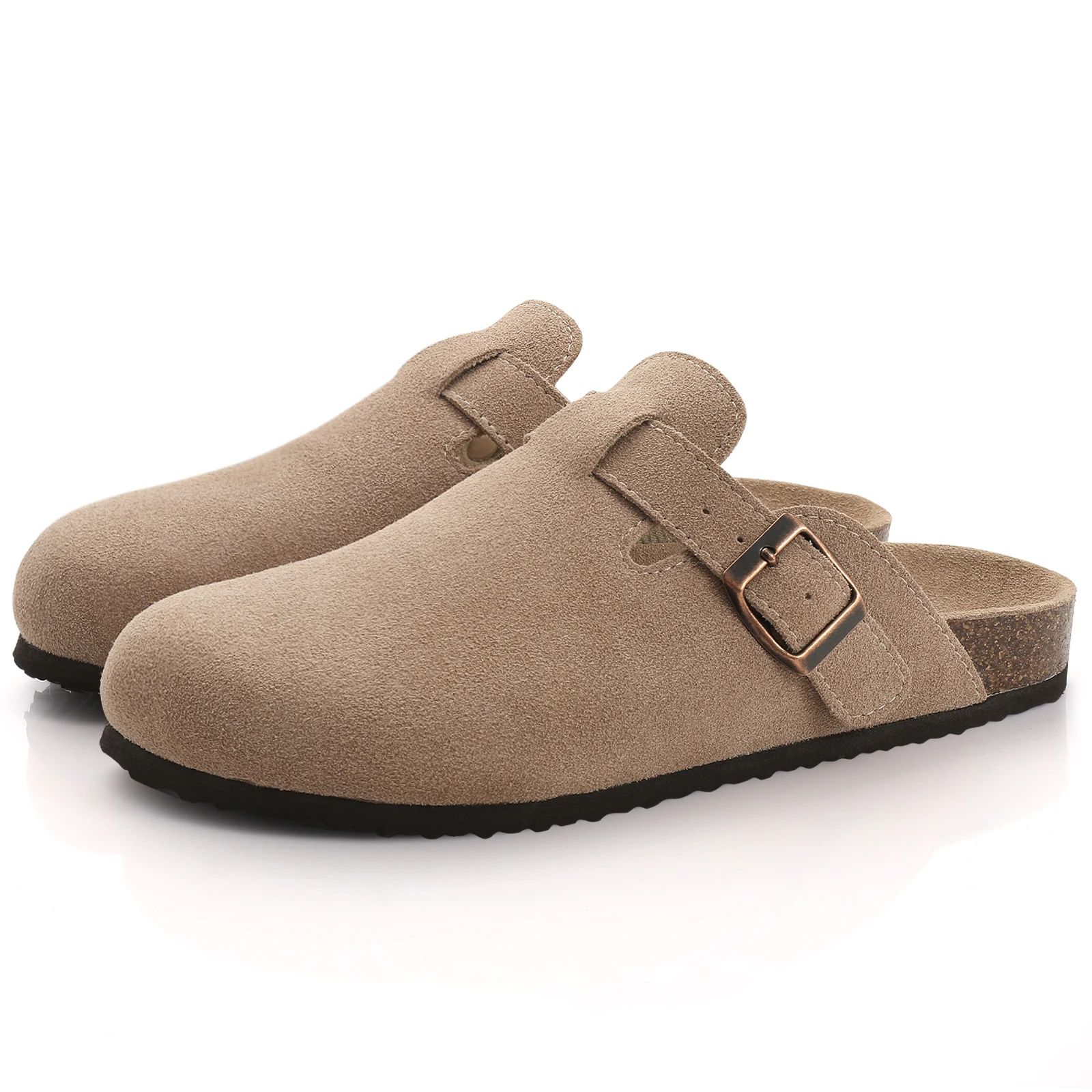 Comwarm Suede Clogs With Cork Footbed, Arch Support Mules For Indoor & Outdoor Comfort brown C 44
