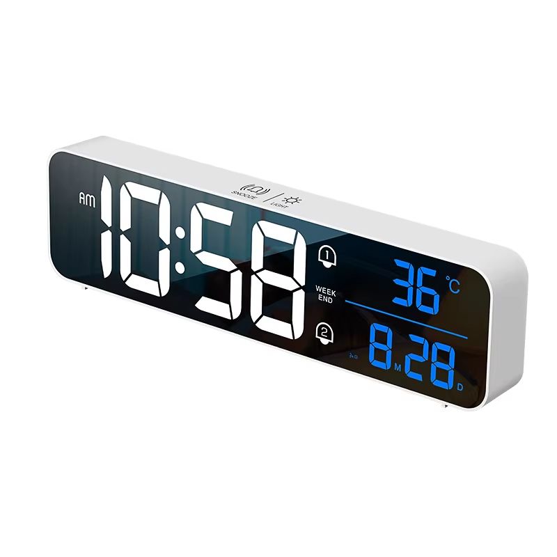 LED Digital Alarm Clock Wall Or Table Clock With Temperature, Snooze, Date, Weekday And Dual Alarms With 40 Ringtones black Plug In
