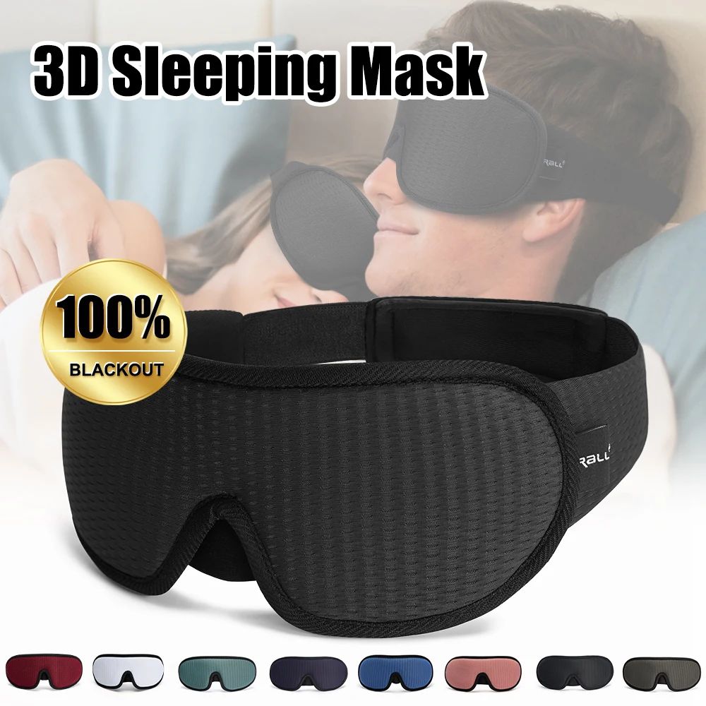 3D Sleep Mask For Total Darkness Light Blocking Eye Mask With Soft Padded Comfort black