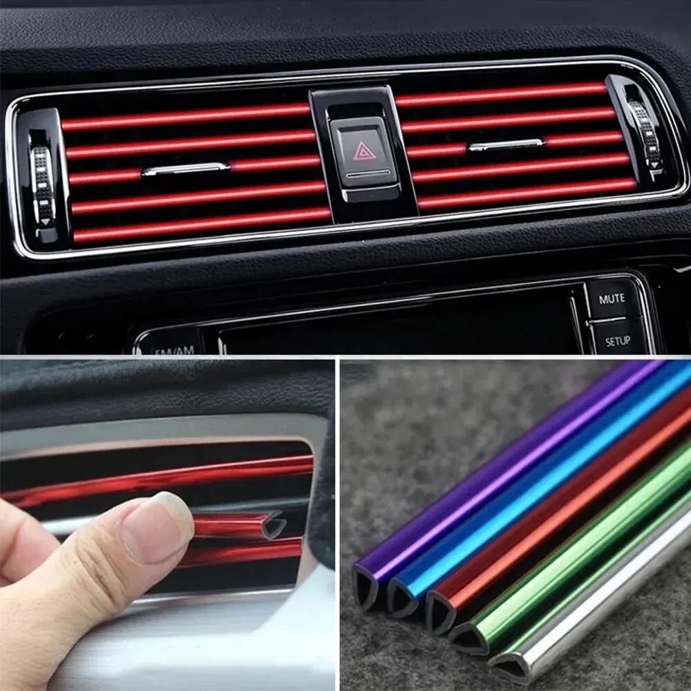 Car Air Vent U Shape Trim Decorative Moulding Strips 10 Piece Set red