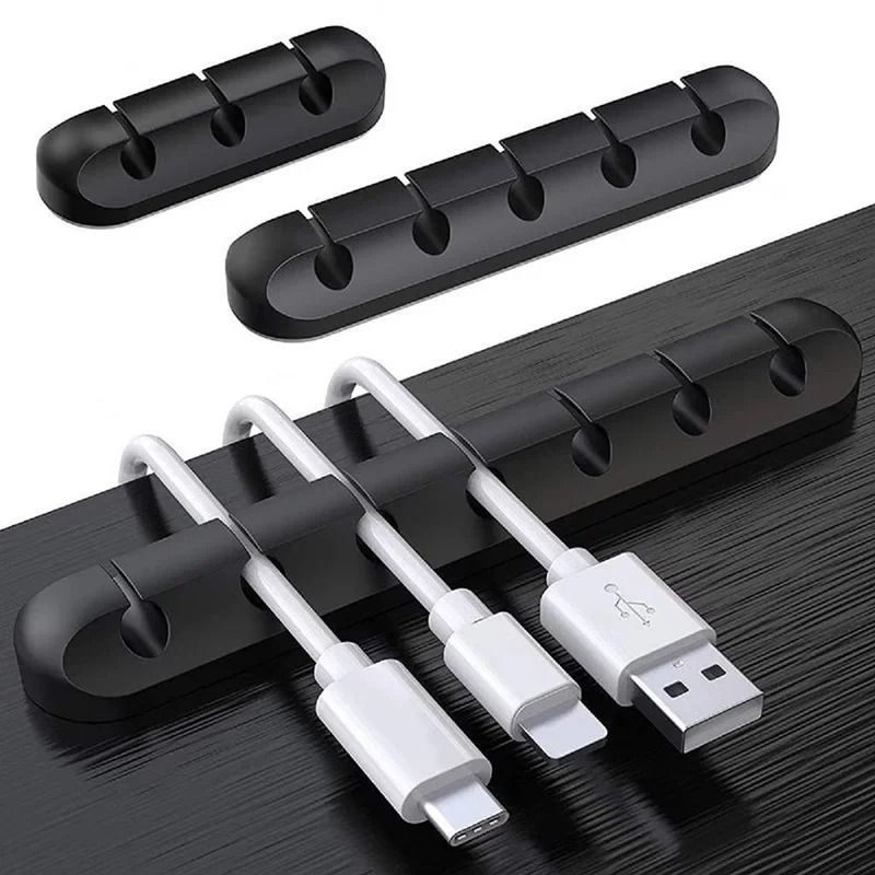 Silicone Desktop Cable Management Clipst black 7 Channel