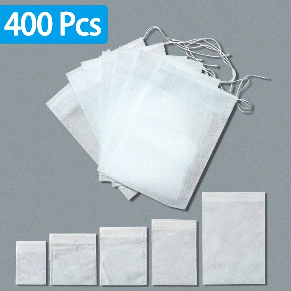 Heat Seal Empty Tea Bags With String (Disposable Tea Filter Bags For Loose Leaf & Herbs) 200pcs 3.54 3.94 In