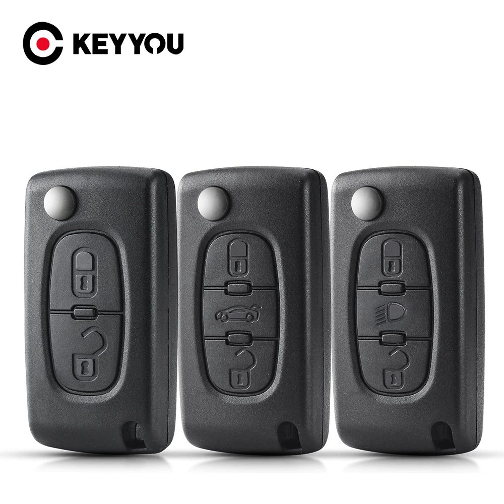 KEYYOU Peugeot Key Shell Flip Folding Replacement Remote Key Case for Peugeot i