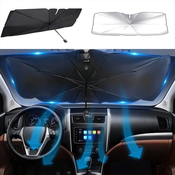 Foldable Umbrella Car Windshield Sun Shade, Front Window Cover, Visor Umbrella For Summer Heat Protection Foldable Umbrella Car Windshield Sun Shade, Front Window Cover, Visor Umbrella For Summer Heat Protection