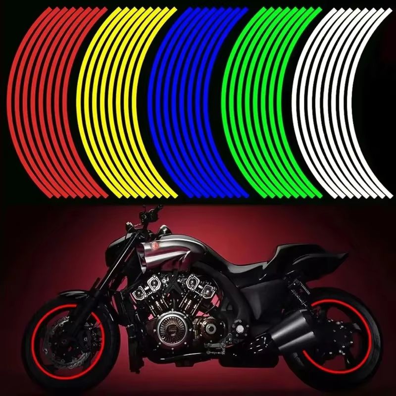 Reflective Motorcycle And Bike Wheel Rim Tape Strips (17 18 Inch) green 2 Set