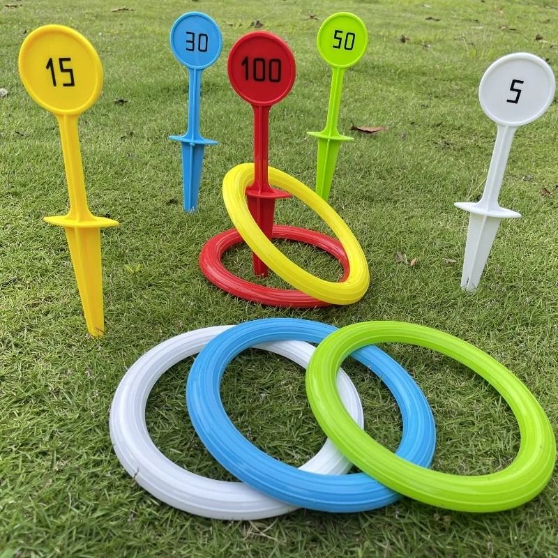 Outdoor Toss Ring Game Set Durable PVC Throwing Rings For Lawn And Beach 5 Pcs