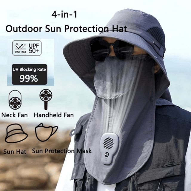 Outdoor Wide Brim Sun Hat With Fan UV Protection Cooling Hat Outdoor Wide Brim Sun Hat With Fan UV Protection Cooling Hat
