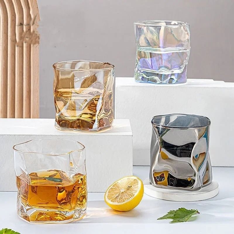 Artisanal Glacier Glass Mug 190ml Irregular Whiskey & Coffee Cup transparent