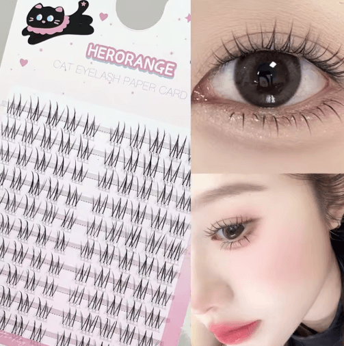 Black Individual Cluster Lashes Long Lasting Natural Wispy And Fluffy Fake Lashes no Glue Style