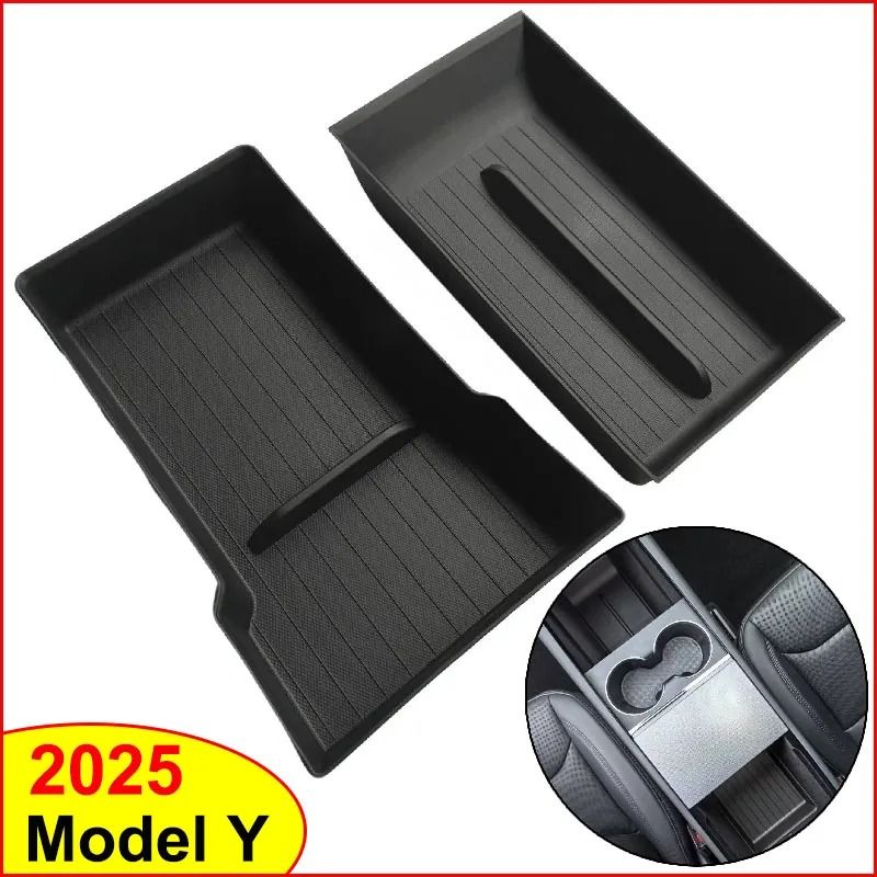 Tesla Model Y Juniper 2025 Center Console And Armrest Storage Organizer Tray Set 2 Pcs Set