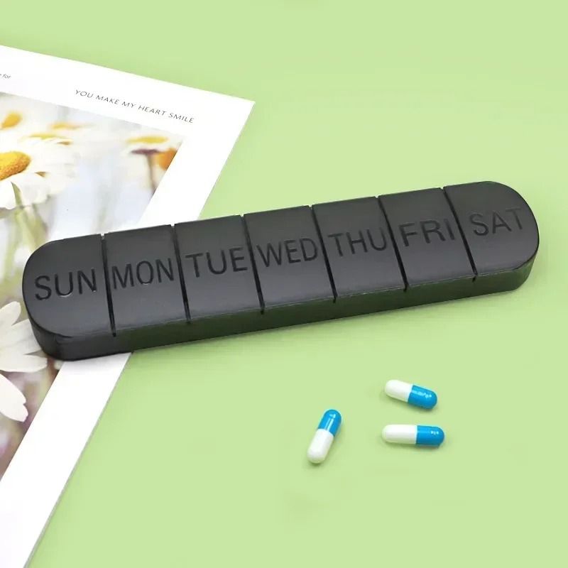 Weekly Medicine Box Mini Portable 7 Grid Pill Organizer Case purple