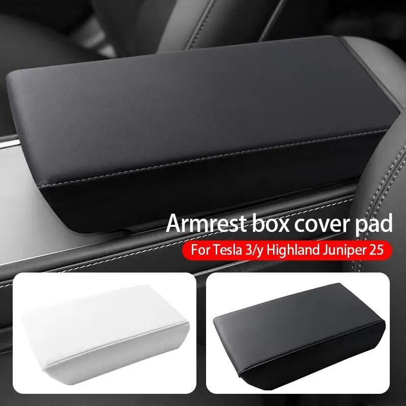 Soft TPE Leather Armrest Cover For Tesla Model 3 And Model Y Center Console black
