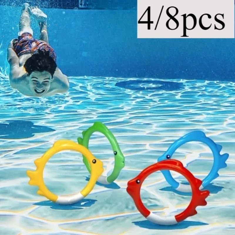 Diving Rings Training Set Underwater Swim Gear & Fish Shaped Pool Toys 8pcs