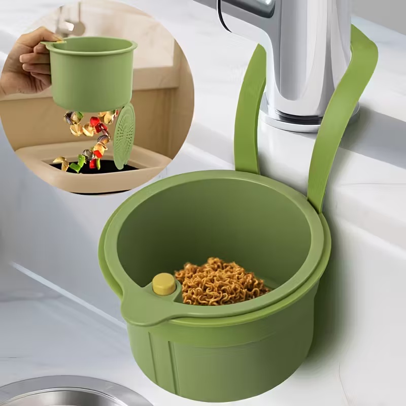 Multi Functional Press Type Drain Basket, Food Strainer, Kitchen And Bathroom Sink Organizer yellow