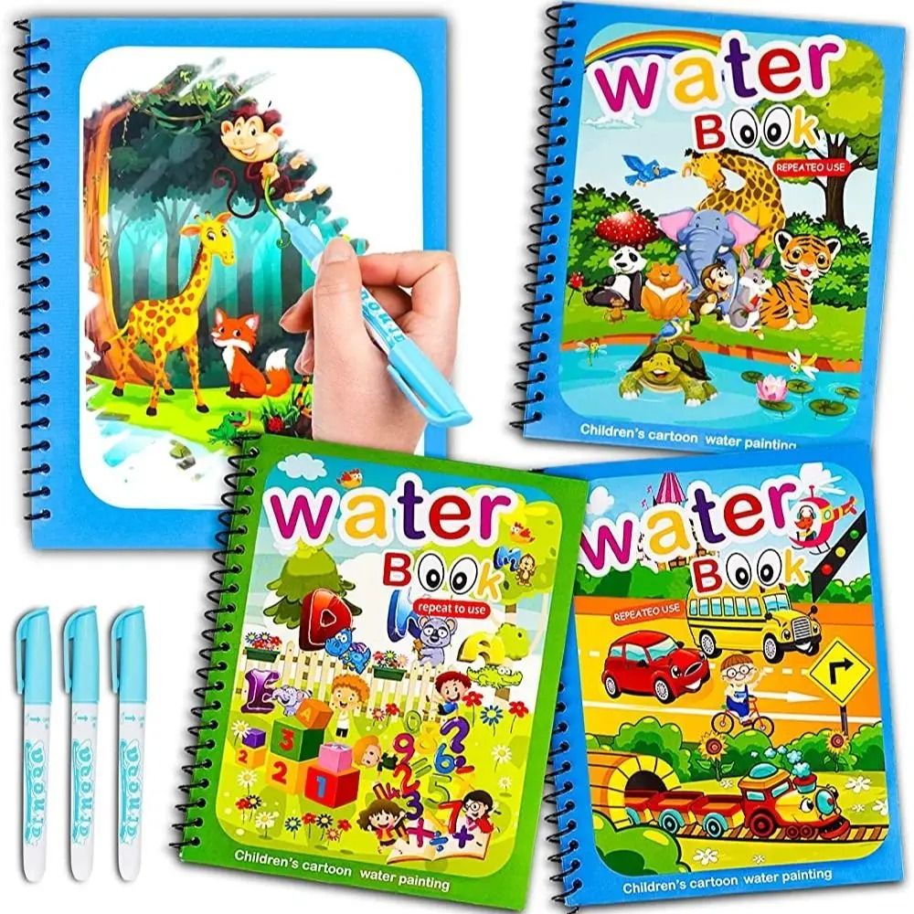 Magical Water Drawing Book Reusable Montessori Sensory Coloring Kit little Princess