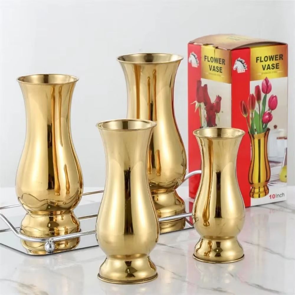 Golden Stainless Steel Flower Vase Decorative Centerpiece For Home & Garden gold 8inch