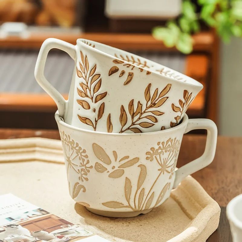 Nordic Garden Hand Painted Ceramic Mug Floral Porcelain Coffee & Tea Cup c3