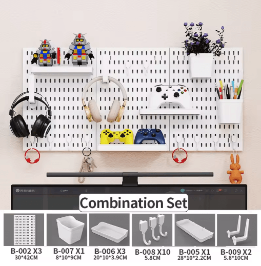 Home Storage Pegboard Gaming Gear Organizer And Figurine Display For Study Gaming Rooms pegboard Set 6 Whi