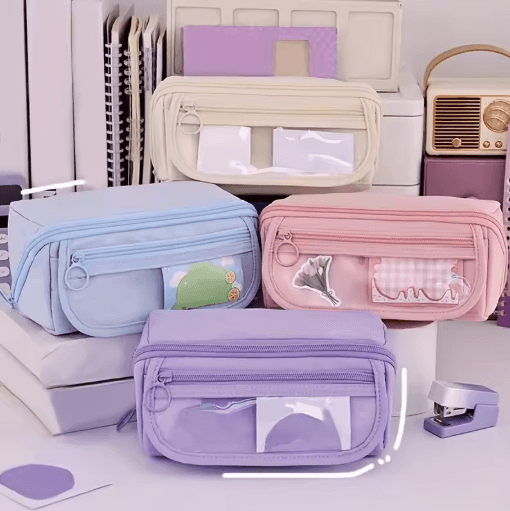 Large Capacity Pencil Case Durable Tabletop Stationery Storage Box For Study And Work black