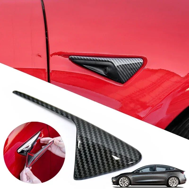 Tesla Carbon Fiber Side Camera Protective Cover Premium Turn Signal Cover For Model 3 Y X S (20172023) bright Carbon