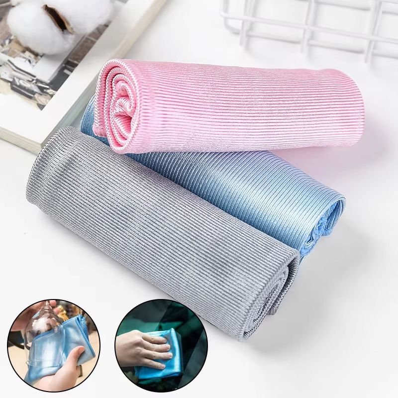 Microfiber Glass Cleaning Cloths Reusable No Trace Wipe Dishcloth Towel blue 15.75x15.75in 2pcs
