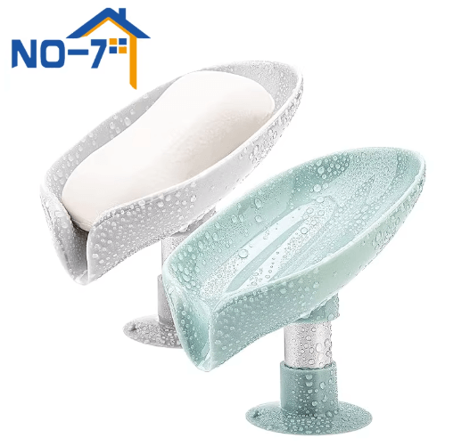 Leaf Shaped Soap Holder With Drainage Suction Cup Soap Dish For Shower & Bathroom 1pc Green