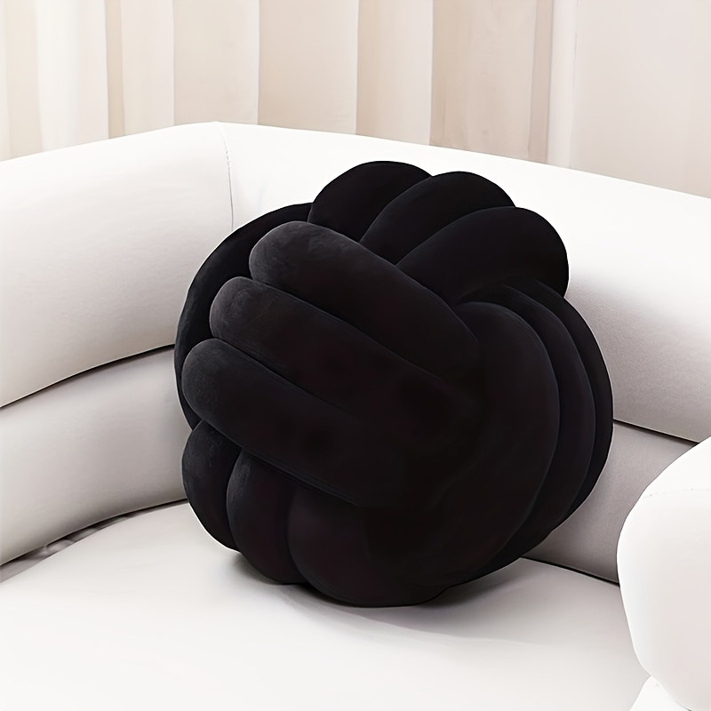 Round Ball Pillows, Soft Plush Knot Pillow Balls, Decorative Throw Pillows For Home Decoration black