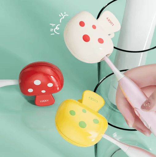 Cartoon Mushroom Toothbrush Head Cover Portable Toothbrush Protector Cap For Home And Travel red