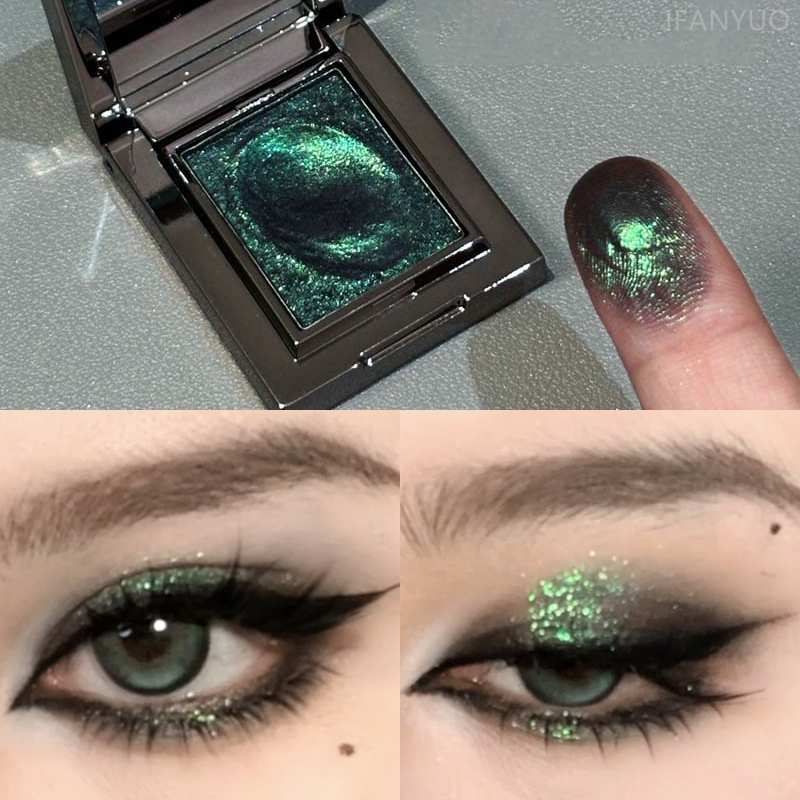 Fine Chameleon Dark Green Eyeshadow, Mashed Potato Sparkling Pearlescent Palette For Brightening Makeup 1