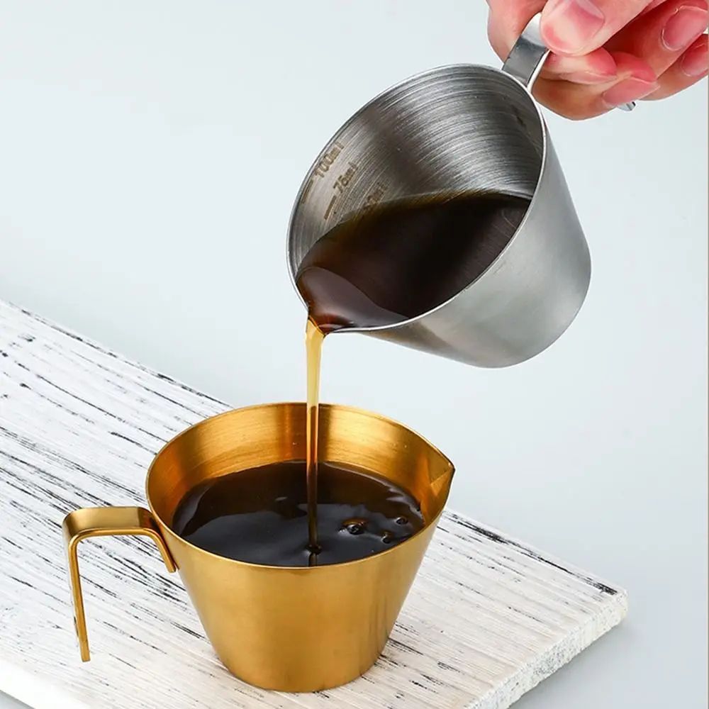 Stainless Steel Coffee Extraction Cup With Scale, Small Milk Spoon, Espresso Measuring Cup For Kitchen Tools, Perfect black