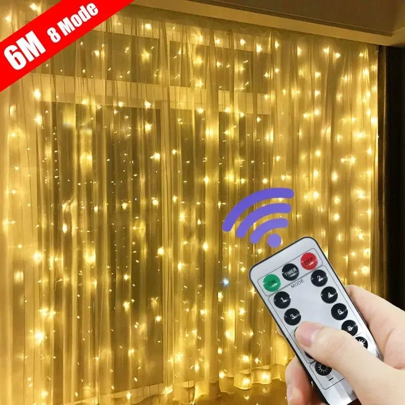USB Powered LED Curtain Fairy Lights Garland 6x3 M Or 3x3 M With Remote For Holiday And Decor white 9.84ft X 9.84ft