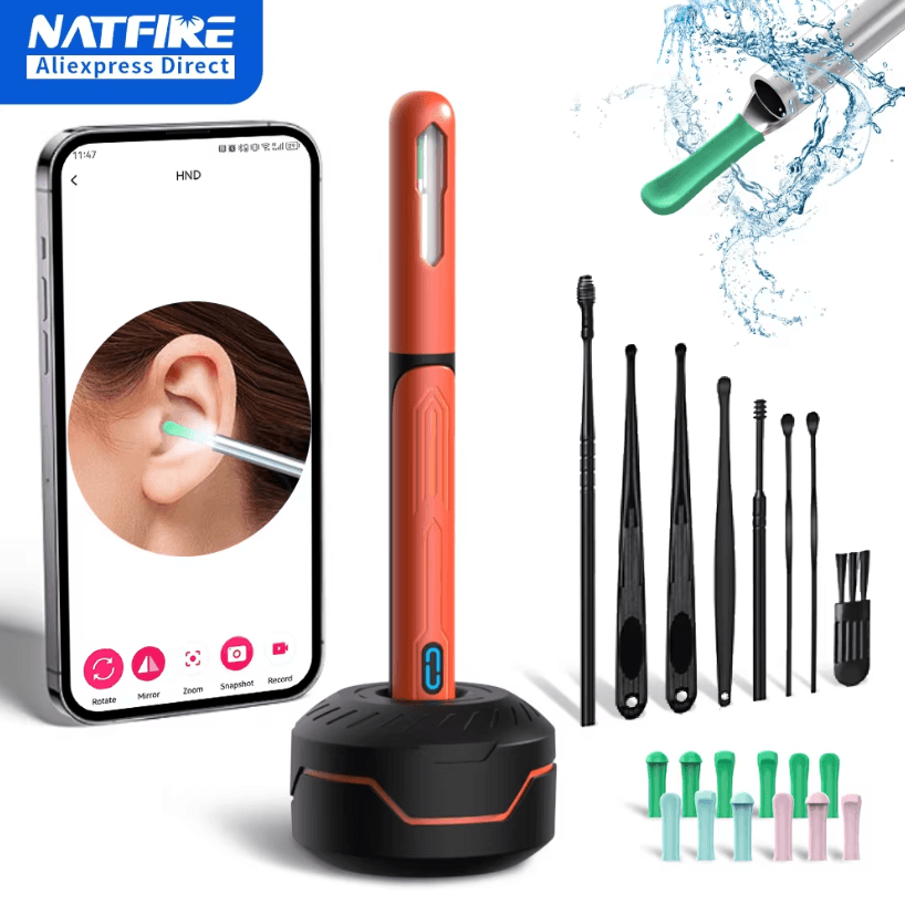 NK3 Pro HD Visual Ear Cleaner With Camera USB C Otoscope Earwax Removal Endoscope Kit set1 white Set