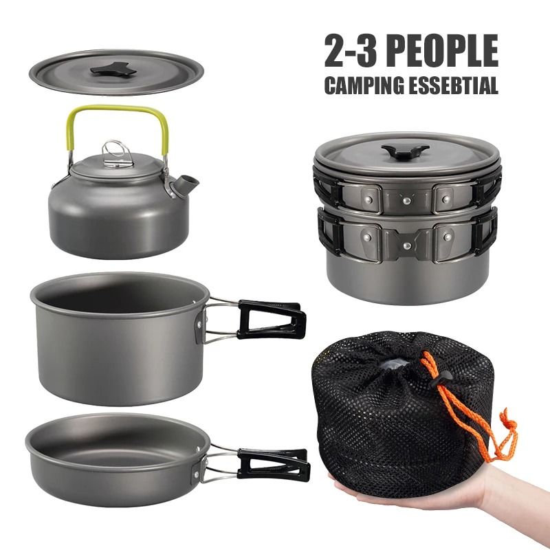 Aluminum Outdoor Portable Cooking Set (3 Piece) black