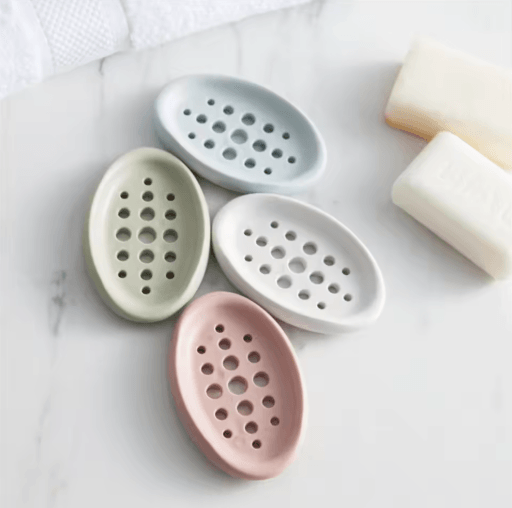 Flexible Hollow Soap Holder Soap Saver Draining Dish For Bathroom And Kitchen green