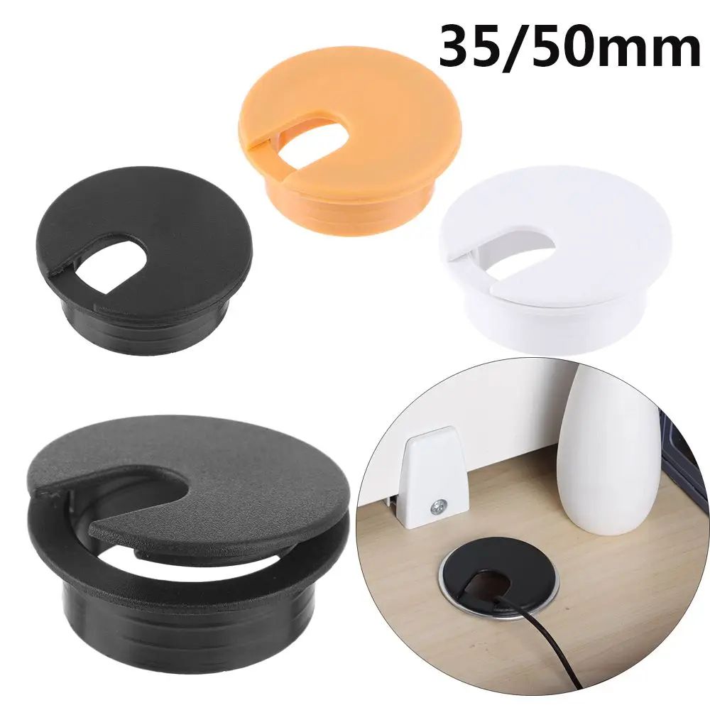 Desk Cable Grommet Hole Cover 35 50mm, Wire Pass Through Cap For Computer Table, Clean Cable Management Outlet Port 1.38 In White
