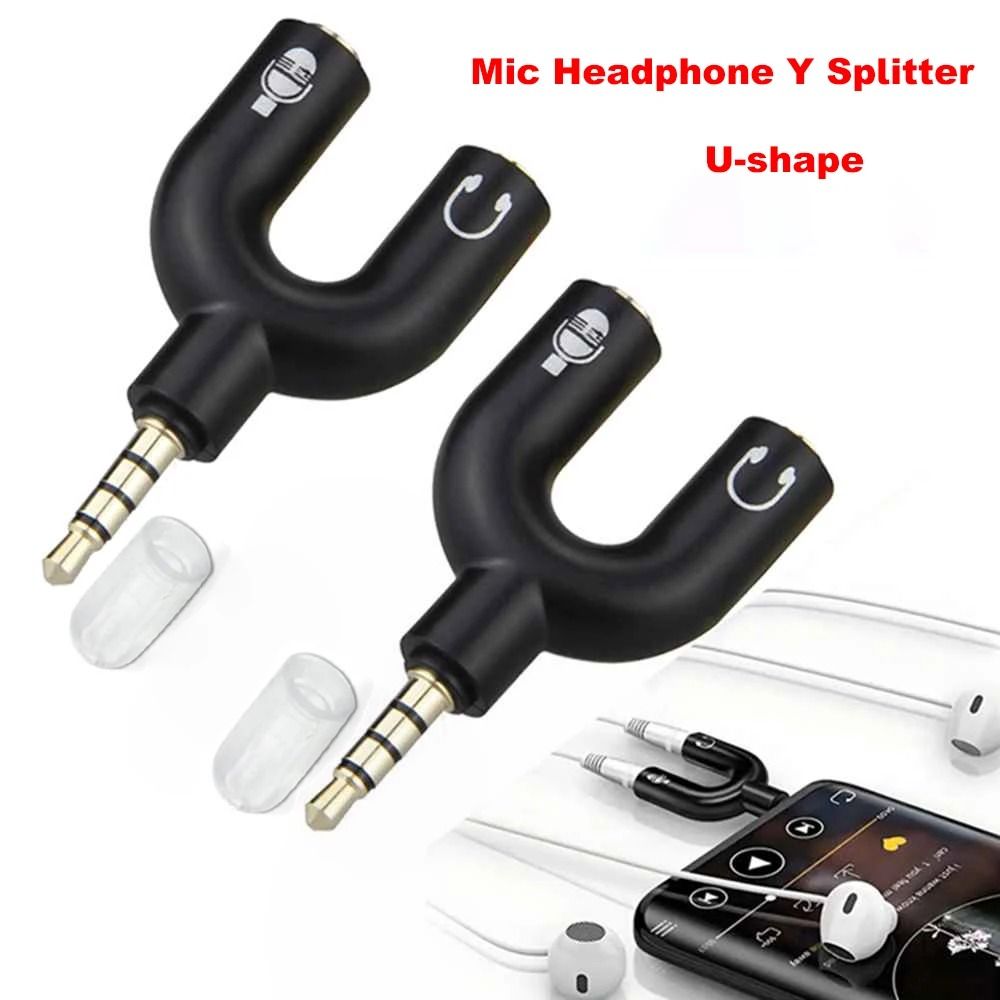 U Shaped 3.5mm Stereo Audio And Microphone Splitter 1pc