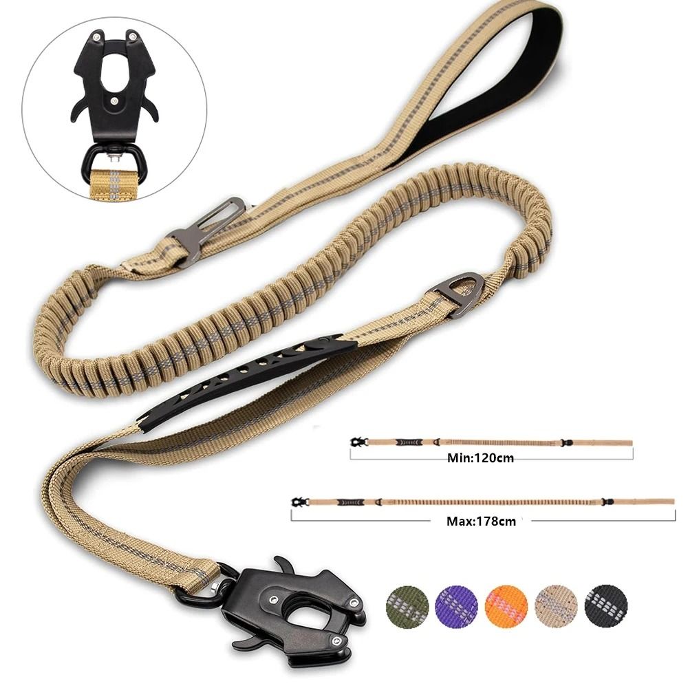 Heavy Duty Tactical Reflective Bungee Dog Leash green