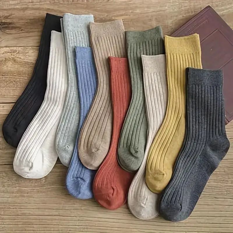 Womens Striped Crew Socks Soft Breathable Casual Daily Wear Multipack 10 Pairs one Size