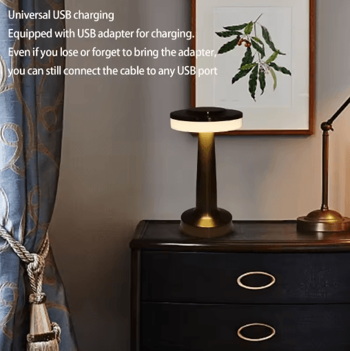 Metal Desk Lamp USB Rechargeable Touch Mood Light For Bedside Bar And Cafe Decor gold