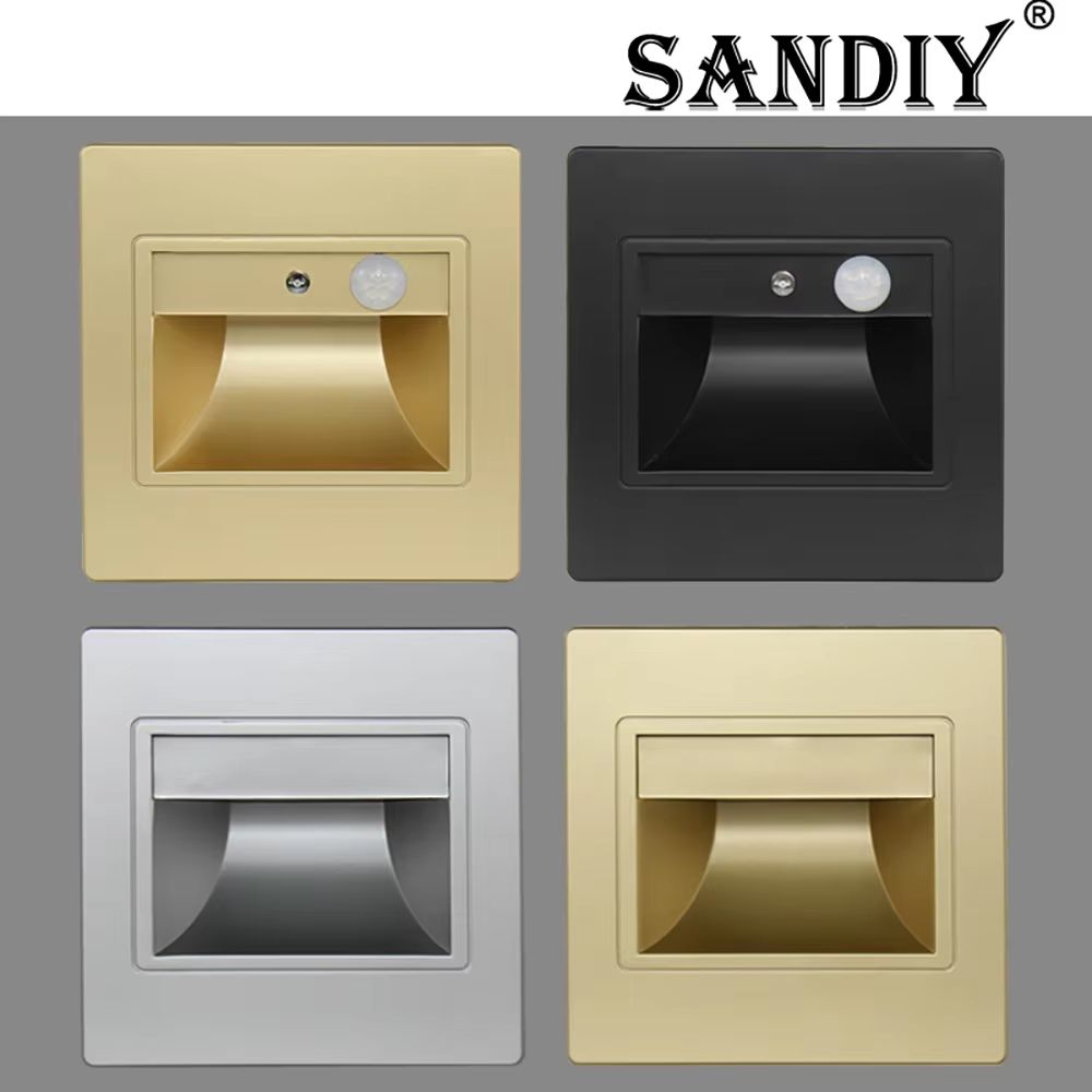 Smart Motion Sensor Recessed Stair & Wall Light With Voice Activation motion Sensor Champ Gold 1.5w warm White (2700 3500k)