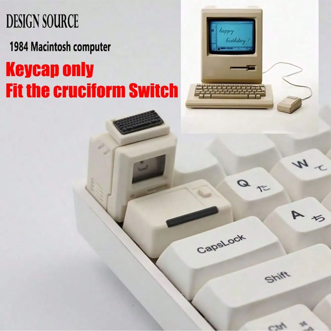 Retro Mini Macintosh Mechanical Keycaps retro Light White