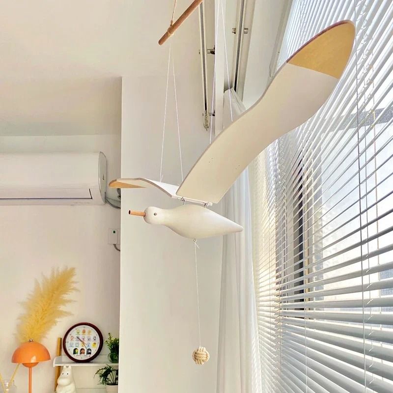 Wooden Flying Seagull Wall Hanging Nursery Dream Catcher Decor Wooden Flying Seagull Wall Hanging Nursery Dream Catcher Decor