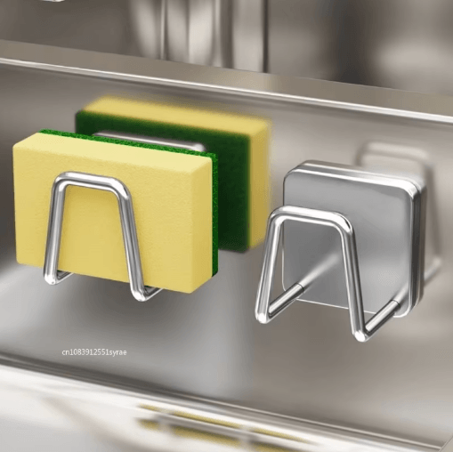 Stainless Steel Kitchen Sponge Holder Self Adhesive Sink Drying Rack (15 Pcs) 1pcs sliver