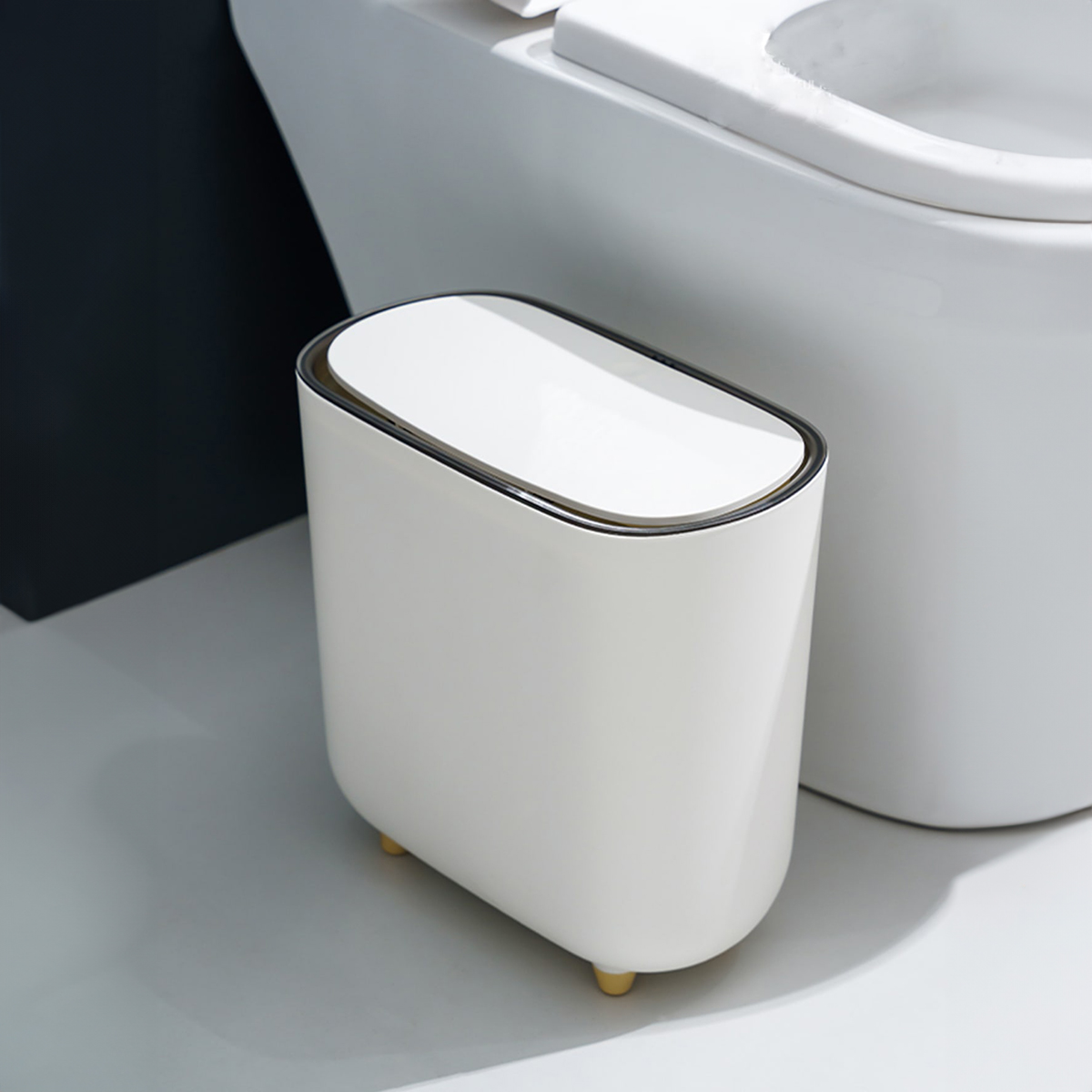 Bathroom Gap Narrow Shape Press Ring Trash Can With Lid For Garbage Sorting wtih A Lid