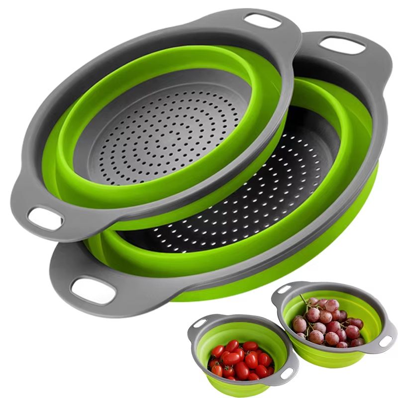 Collapsible Silicone Colander Drain Basket Folding Vegetable And Fruit Washing Strainer orange Small