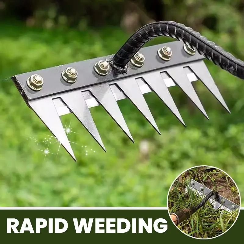 Carbon Steel Garden Hand Rake Heavy Duty Agricultural Weeding & Scarifying Tool 5 Teeth