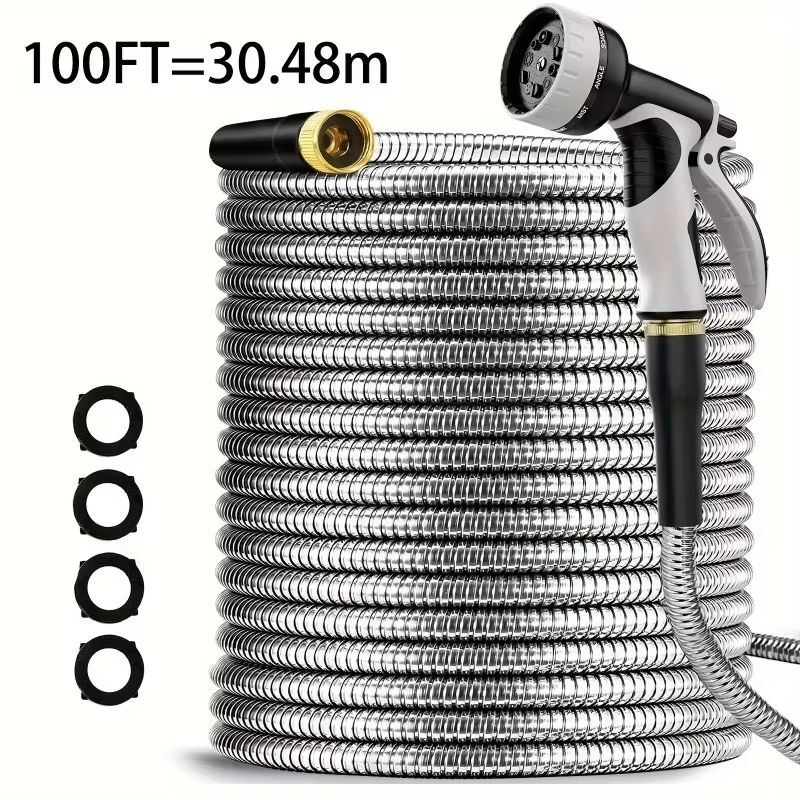Heavy Duty Garden Hose With Stainless Steel Pipe And Adjustable 10 Function Spray Nozzle Heavy Duty Garden Hose With Stainless Steel Pipe And Adjustable 10 Function Spray Nozzle