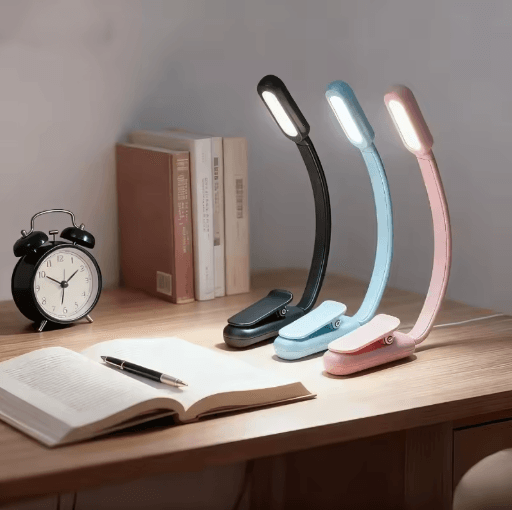 Mini Rechargeable Book Light USB Clip On Reading Lamp With Adjustable Brightness pink Charge 1pcs